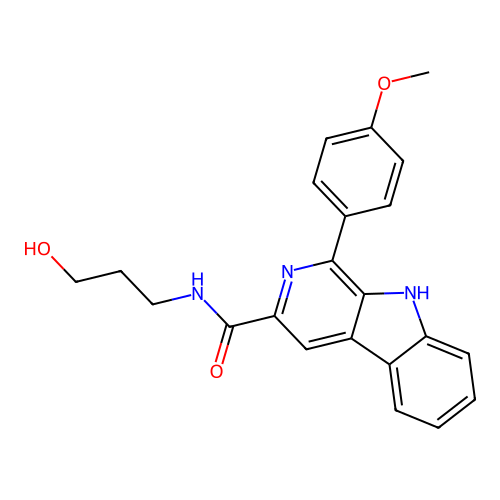 N-(3-hydroxypropyl)-1-(4-methoxyphenyl)-9H-pyrido[3,4-b]indole-3-carboxamide structure