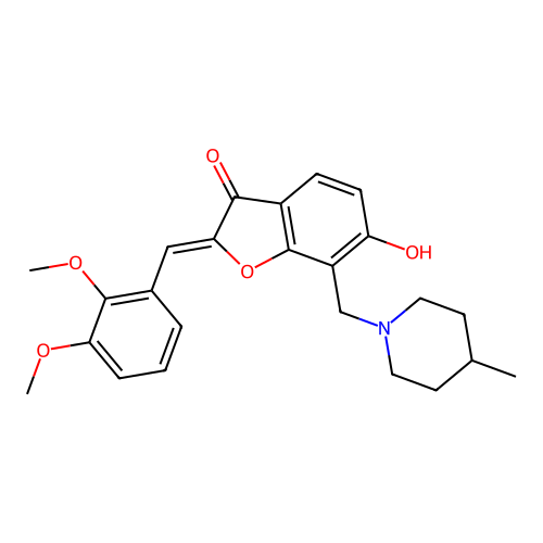 (2Z)-2-[(2,3-dimethoxyphenyl)methylidene]-6-hydroxy-7-[(4-methylpiperidin-1-yl)methyl]-2,3-dihydro-1-benzofuran-3-one structure