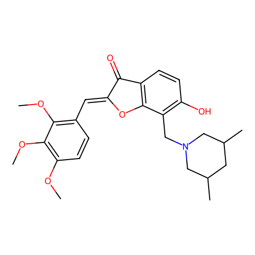 (Z)-7-((3,5-dimethylpiperidin-1-yl)methyl)-6-hydroxy-2-(2,3,4-trimethoxybenzylidene)benzofuran-3(2H)-one structure
