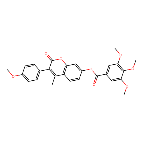 3-(4-methoxyphenyl)-4-methyl-2-oxo-2H-chromen-7-yl 3,4,5-trimethoxybenzoate structure