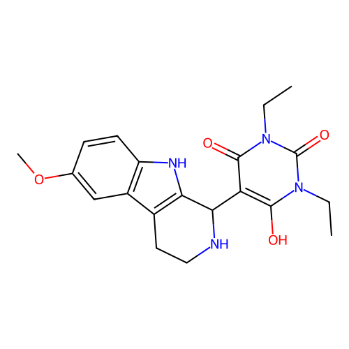 1,3-diethyl-6-hydroxy-5-(6-methoxy-2,3,4,9-tetrahydro-1H-pyrido[3,4-b]indol-1-yl)pyrimidine-2,4(1H,3H)-dione structure