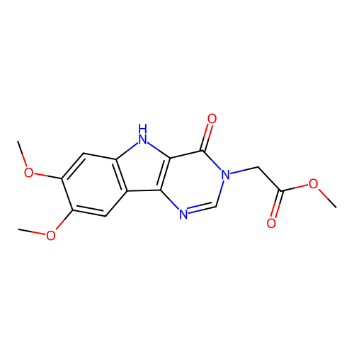 methyl 2-(7,8-dimethoxy-4-oxo-4,5-dihydro-3H-pyrimido[5,4-b]indol-3-yl)acetate structure