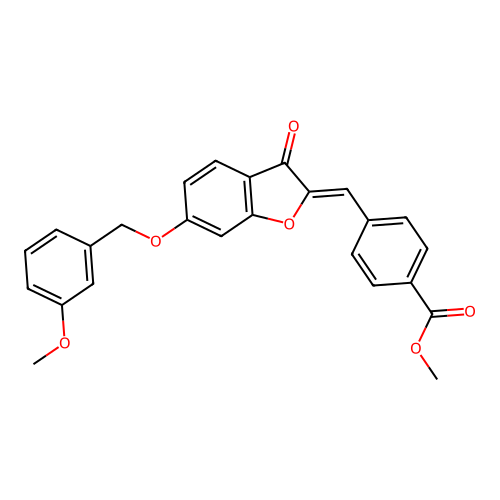 methyl 4-{[6-[(3-methoxybenzyl)oxy]-3-oxo-1-benzofuran-2(3H)-yliden]methyl}benzoate structure