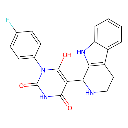 1-(4-fluorophenyl)-6-hydroxy-5-(2,3,4,9-tetrahydro-1H-pyrido[3,4-b]indol-1-yl)pyrimidine-2,4(1H,3H)-dione structure