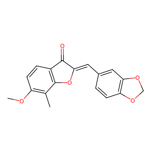 (Z)-2-(benzo[d][1,3]dioxol-5-ylmethylene)-6-methoxy-7-methylbenzofuran-3(2H)-one structure