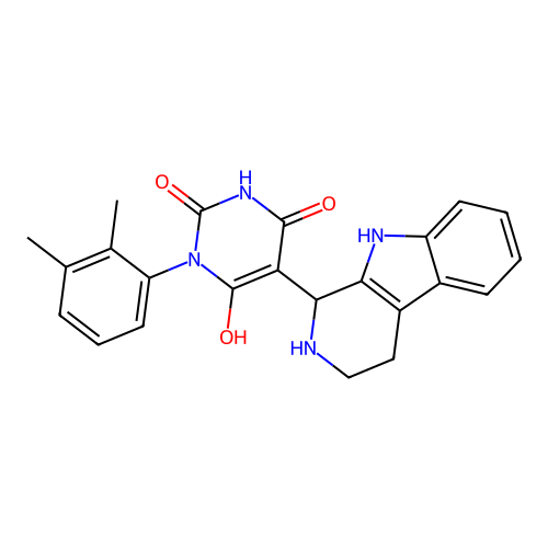 3-(2,3-dimethylphenyl)-6-hydroxy-5-(2,3,4,9-tetrahydro-1H-pyrido[3,4-b]indol-1-yl)pyrimidine-2,4(1H,3H)-dione structure