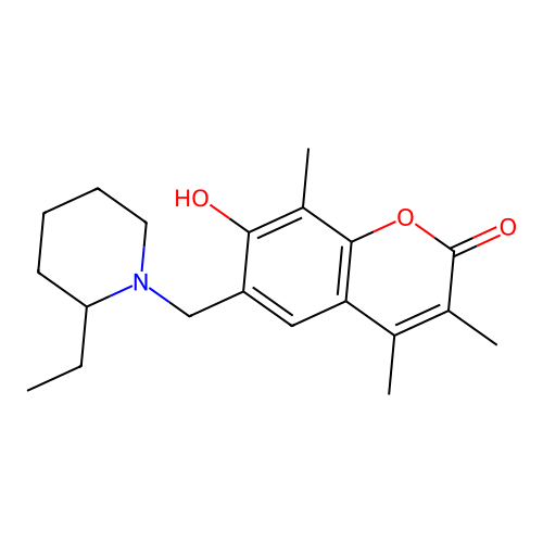 6-[(2-ethylpiperidino)methyl]-7-hydroxy-3,4,8-trimethyl-2H-chromen-2-one structure