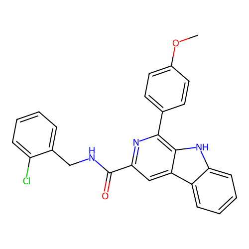 N-(2-chlorobenzyl)-1-(4-methoxyphenyl)-9H-beta-carboline-3-carboxamide structure