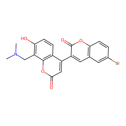 3-{8-[(Dimethylamino)methyl]-7-hydroxy-2-oxochromen-4-yl}-6-bromochromen-2-one structure