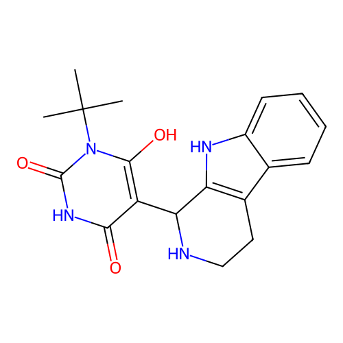 3-(tert-butyl)-6-hydroxy-5-(2,3,4,9-tetrahydro-1H-pyrido[3,4-b]indol-1-yl)pyrimidine-2,4(1H,3H)-dione structure