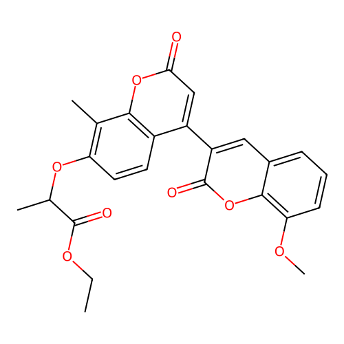 ethyl 2-((8-methoxy-8'-methyl-2,2'-dioxo-2H,2'H-[3,4'-bichromen]-7'-yl)oxy)propanoate structure