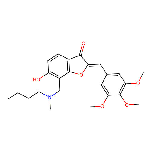 (Z)-7-((butyl(methyl)amino)methyl)-6-hydroxy-2-(3,4,5-trimethoxybenzylidene)benzofuran-3(2H)-one structure