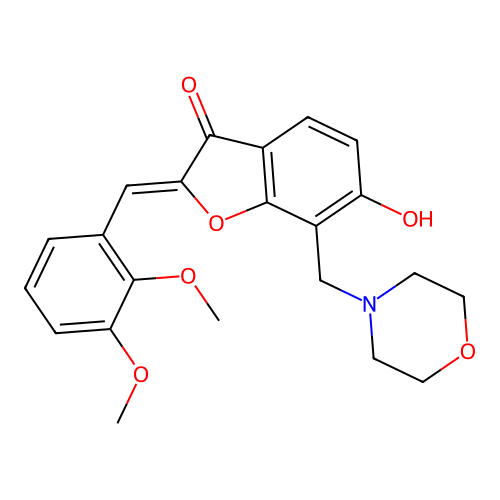 (Z)-2-(2,3-dimethoxybenzylidene)-6-hydroxy-7-(morpholinomethyl)benzofuran-3(2H)-one structure