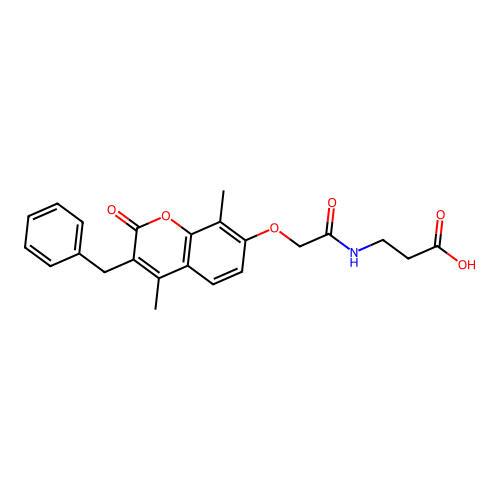 3-(2-((3-benzyl-4,8-dimethyl-2-oxo-2H-chromen-7-yl)oxy)acetamido)propanoic acid structure