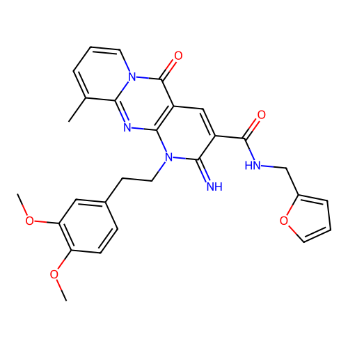 1-[2-(3,4-dimethoxyphenyl)ethyl]-N-(furan-2-ylmethyl)-2-imino-10-methyl-5-oxo-1,5-dihydro-2H-dipyrido[1,2-a:2',3'-d]pyrimidine-3-carboxamide structure