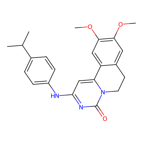 2-((4-isopropylphenyl)amino)-9,10-dimethoxy-6,7-dihydro-4H-pyrimido[6,1-a]isoquinolin-4-one structure
