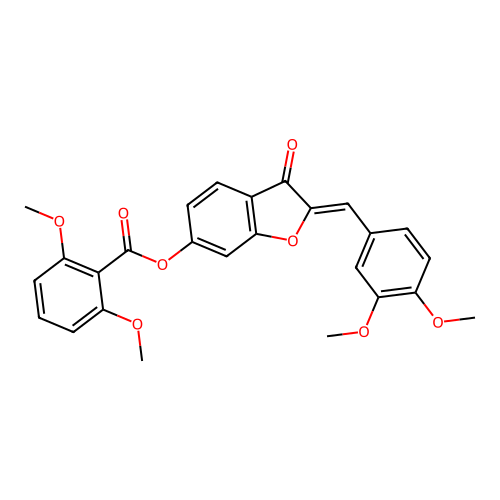 (Z)-2-(3,4-dimethoxybenzylidene)-3-oxo-2,3-dihydrobenzofuran-6-yl 2,6-dimethoxybenzoate structure