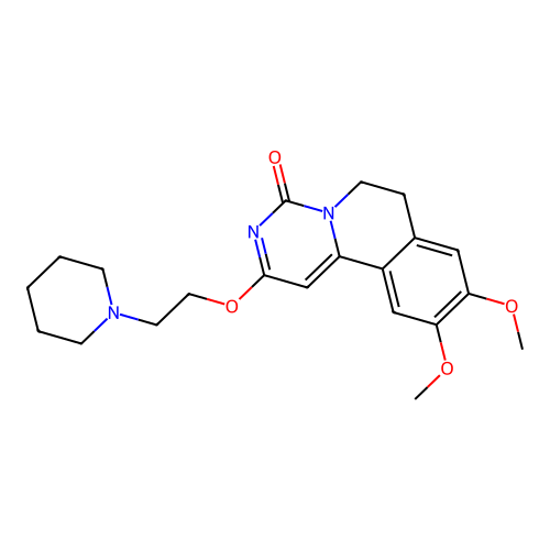 9,10-dimethoxy-2-(2-(piperidin-1-yl)ethoxy)-6,7-dihydro-4H-pyrimido[6,1-a]isoquinolin-4-one structure