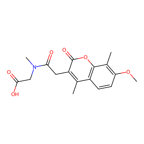 N-[(7-methoxy-4,8-dimethyl-2-oxo-2H-chromen-3-yl)acetyl]-N-methylglycine structure