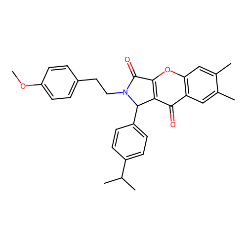 1-(4-isopropylphenyl)-2-(4-methoxyphenethyl)-6,7-dimethyl-1,2-dihydrochromeno[2,3-c]pyrrole-3,9-dione structure