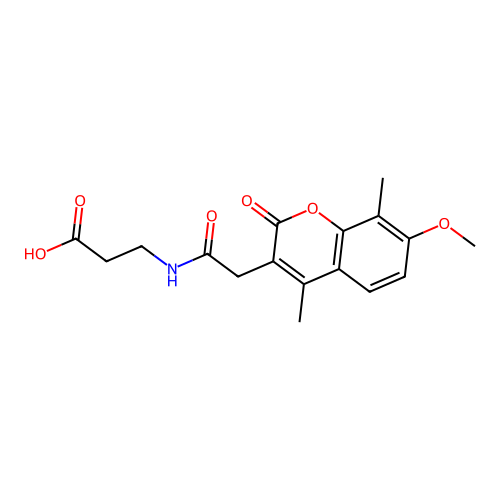 3-(2-(7-methoxy-4,8-dimethyl-2-oxo-2H-chromen-3-yl)acetamido)propanoic acid structure