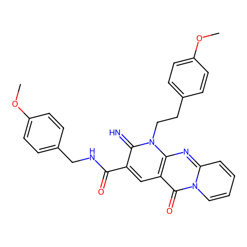 2-imino-N-(4-methoxybenzyl)-1-[2-(4-methoxyphenyl)ethyl]-5-oxo-1,5-dihydro-2H-dipyrido[1,2-a:2',3'-d]pyrimidine-3-carboxamide structure