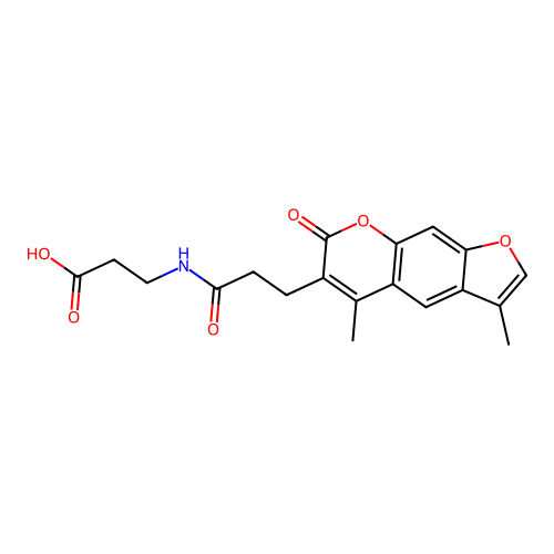 3-(3-(3,5-dimethyl-7-oxo-7H-furo[3,2-g]chromen-6-yl)propanamido)propanoic acid structure
