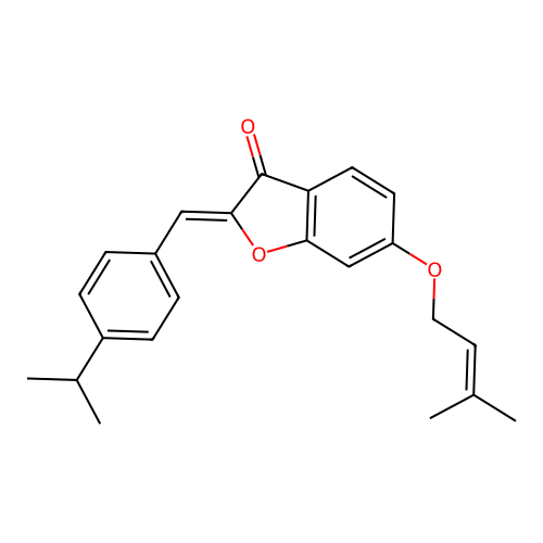 (2Z)-6-(3-methylbut-2-enoxy)-2-[(4-propan-2-ylphenyl)methylidene]-1-benzofuran-3-one structure