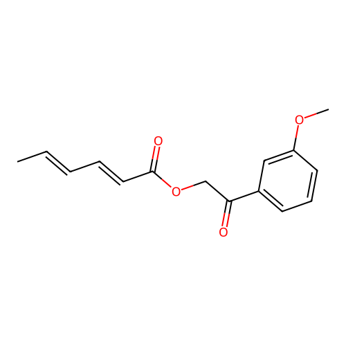 2-(3-methoxyphenyl)-2-oxoethyl (2E,4E)-hexa-2,4-dienoate structure