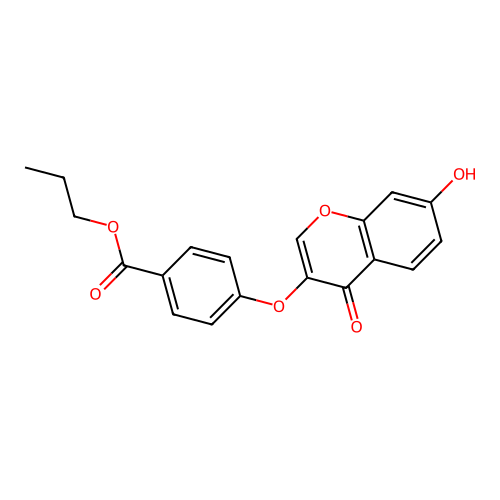 Propyl 4-(7-hydroxy-4-oxochromen-3-yloxy)benzoate structure