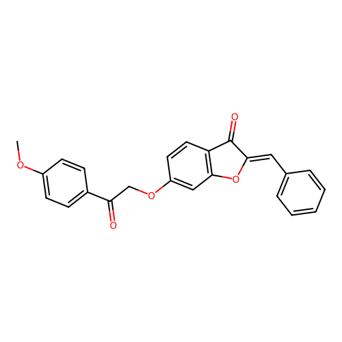 (2Z)-2-benzylidene-6-[2-(4-methoxyphenyl)-2-oxoethoxy]-1-benzofuran-3(2H)-one structure