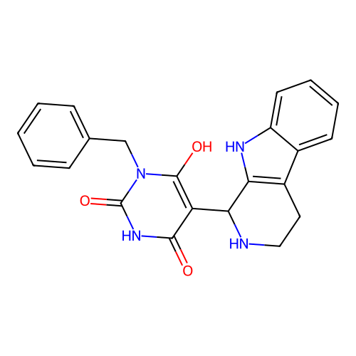 3-benzyl-6-hydroxy-5-(2,3,4,9-tetrahydro-1H-pyrido[3,4-b]indol-1-yl)pyrimidine-2,4(1H,3H)-dione structure