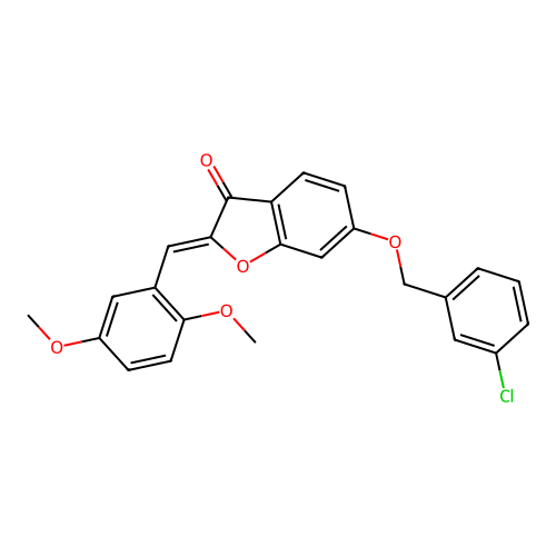 (Z)-6-((3-chlorobenzyl)oxy)-2-(2,5-dimethoxybenzylidene)benzofuran-3(2H)-one structure
