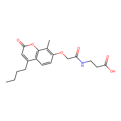 3-({2-[(4-butyl-8-methyl-2-oxo-2H-chromen-7-yl)oxy]acetyl}amino)propanoic acid structure