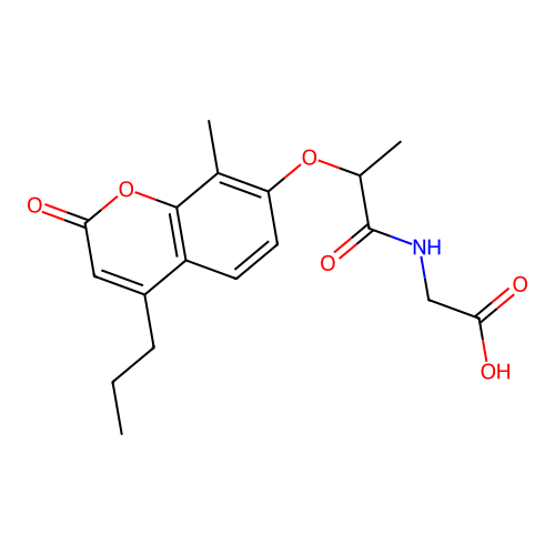 N-{2-[(8-methyl-2-oxo-4-propyl-2H-chromen-7-yl)oxy]propanoyl}glycine structure