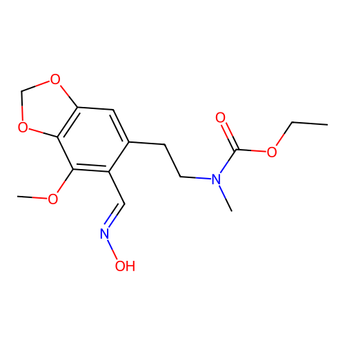 (E)-ethyl (2-(6-((hydroxyimino)methyl)-7-methoxybenzo[d][1,3]dioxol-5-yl)ethyl)(methyl)carbamate structure