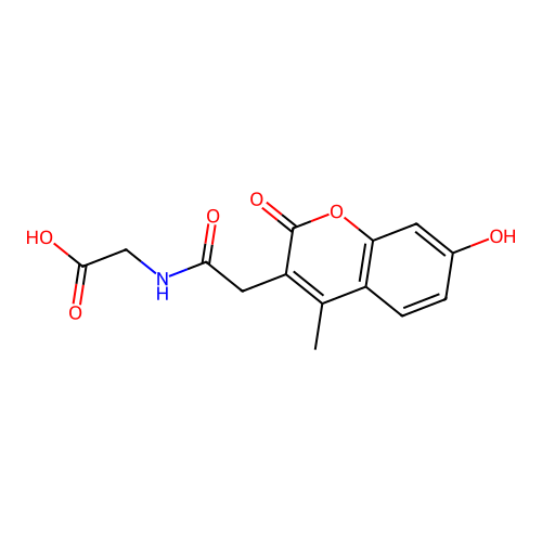 2-(2-(7-hydroxy-4-methyl-2-oxo-2H-chromen-3-yl)acetamido)acetic acid structure