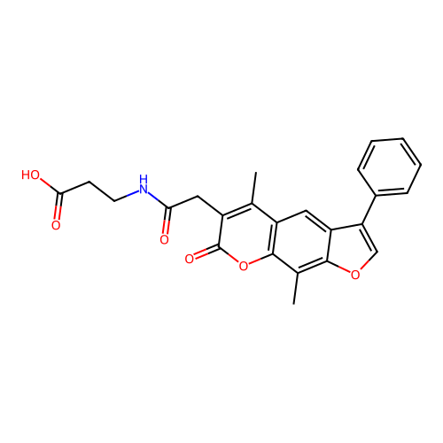 3-(2-(5,9-dimethyl-7-oxo-3-phenyl-7H-furo[3,2-g]chromen-6-yl)acetamido)propanoic acid structure