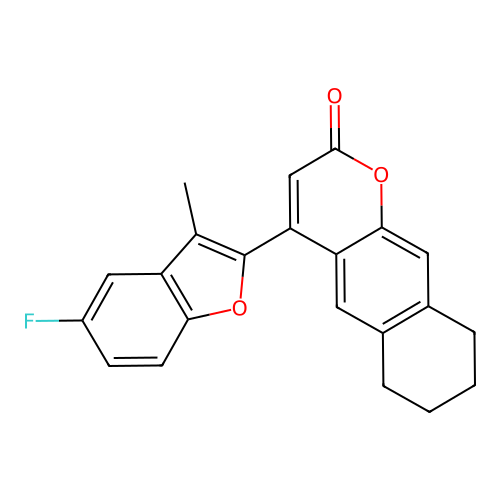 4-(5-fluoro-3-methyl-1-benzofuran-2-yl)-6,7,8,9-tetrahydro-2H-benzo[g]chromen-2-one structure