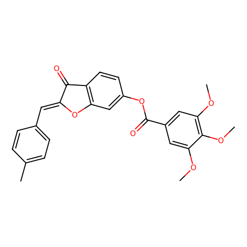 (Z)-2-(4-methylbenzylidene)-3-oxo-2,3-dihydrobenzofuran-6-yl 3,4,5-trimethoxybenzoate structure