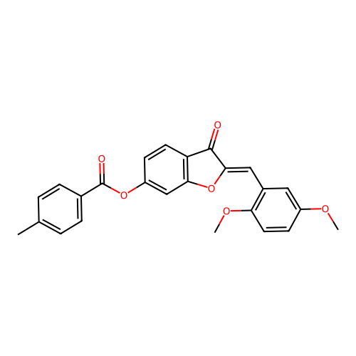 (2Z)-2-(2,5-dimethoxybenzylidene)-3-oxo-2,3-dihydro-1-benzofuran-6-yl 4-methylbenzoate structure