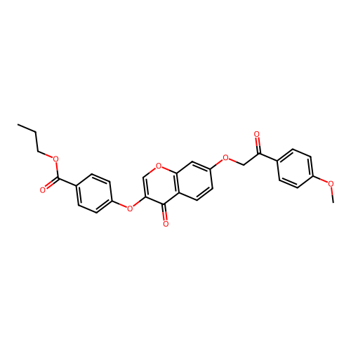 Propyl 4-[7-[2-(4-methoxyphenyl)-2-oxoethoxy]-4-oxochromen-3-yl]oxybenzoate structure