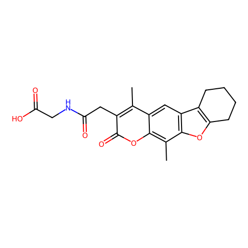 2-(2-(4,11-dimethyl-2-oxo-6,7,8,9-tetrahydro-2H-benzofuro[3,2-g]chromen-3-yl)acetamido)acetic acid structure