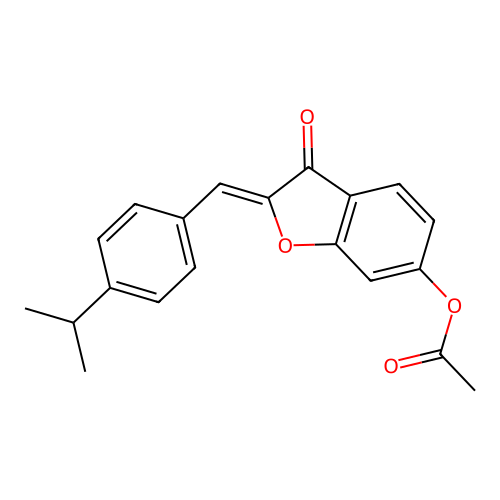 (Z)-2-(4-isopropylbenzylidene)-3-oxo-2,3-dihydrobenzofuran-6-yl acetate structure