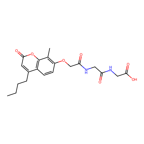 N-{[(4-butyl-8-methyl-2-oxo-2H-chromen-7-yl)oxy]acetyl}glycylglycine structure