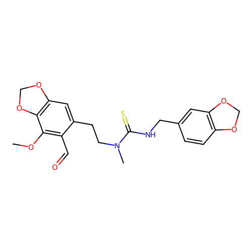 3-(1,3-benzodioxol-5-ylmethyl)-1-[2-(6-formyl-7-methoxy-1,3-benzodioxol-5-yl)ethyl]-1-methylthiourea structure