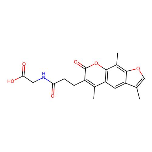 2-(3-(3,5,9-trimethyl-7-oxo-7H-furo[3,2-g]chromen-6-yl)propanamido)acetic acid structure