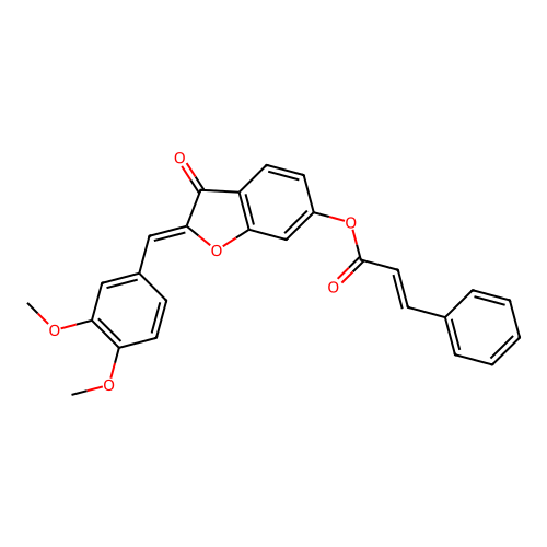 (Z)-2-(3,4-dimethoxybenzylidene)-3-oxo-2,3-dihydrobenzofuran-6-yl cinnamate structure