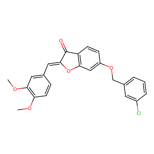 (Z)-6-((3-chlorobenzyl)oxy)-2-(3,4-dimethoxybenzylidene)benzofuran-3(2H)-one structure