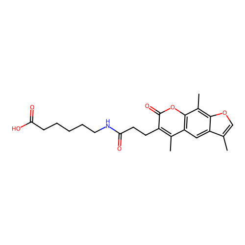 6-(3-(3,5,9-trimethyl-7-oxo-7H-furo[3,2-g]chromen-6-yl)propanamido)hexanoic acid structure